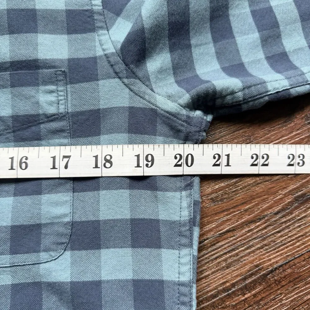 J Crew Mens S Mercantile Flex Blue Plaid Button Up Collared Shirt Long Sleeve